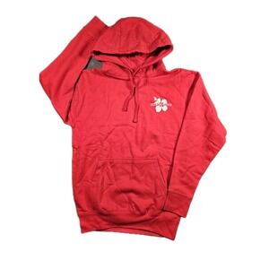 Trader Joe's Mens Medium Red Hibiscus Flower Graphic Hoodie Pullover